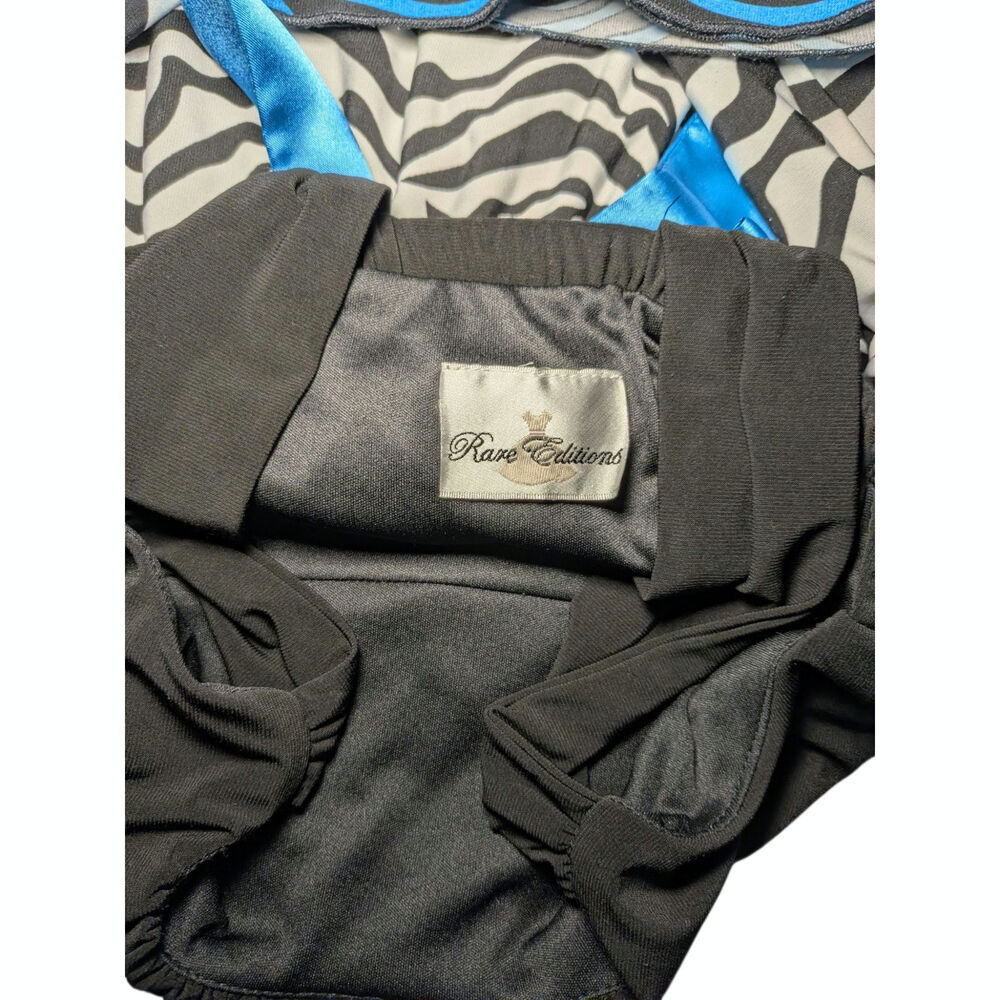 Rare Editions Girls Black & Blue Ombre Zebra Stripe Empire Waist Dress Size 7/8 - Picture 3 of 12